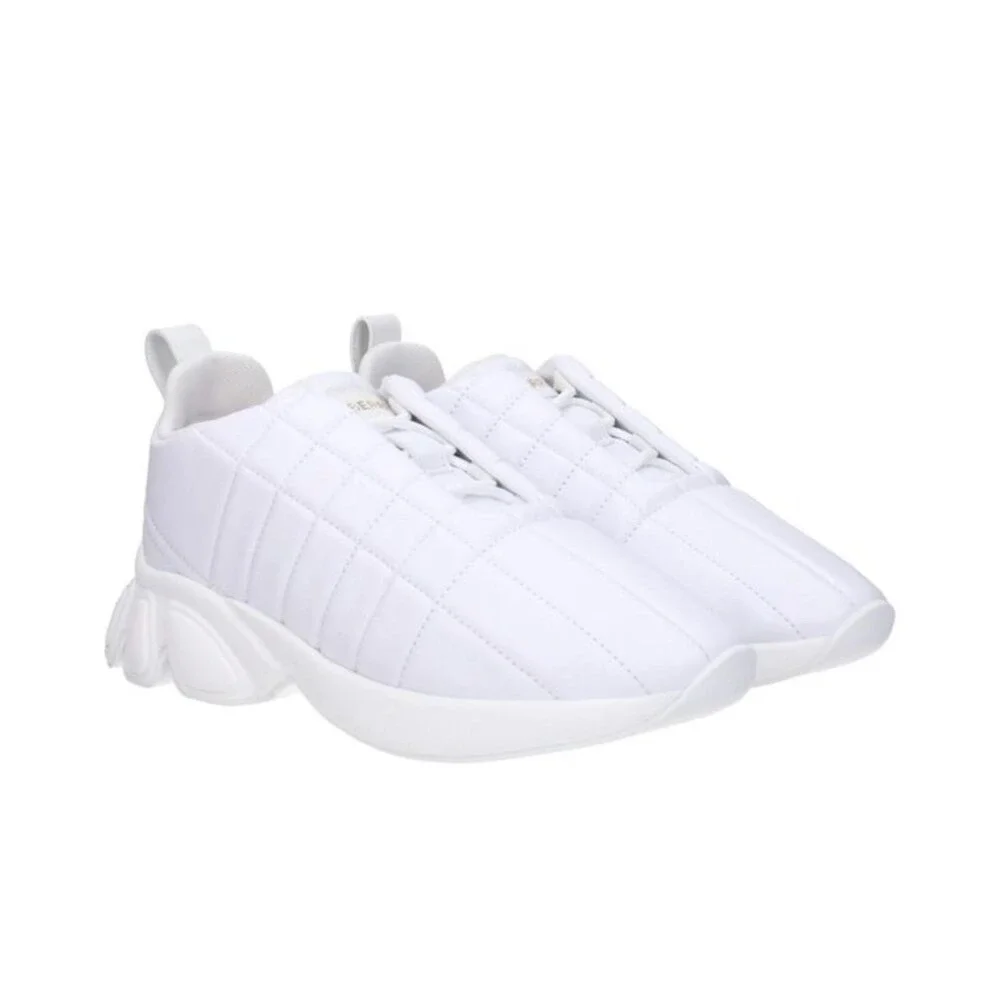 BURBERRY‎ White Women's QuiltedCheck Leather Low Top Sneakers 37.5 US 7.5